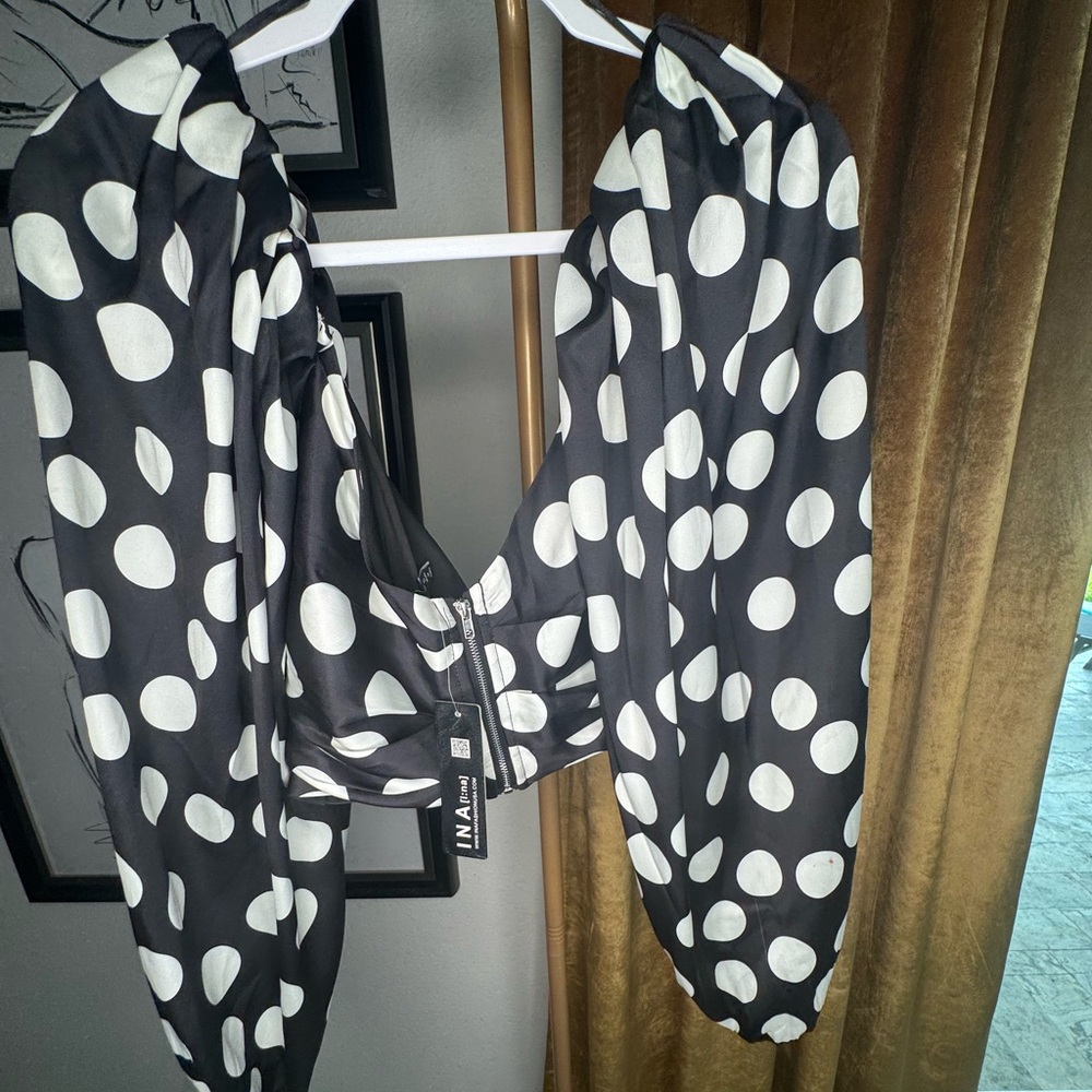 Ina Monochrome Polka Dot Top